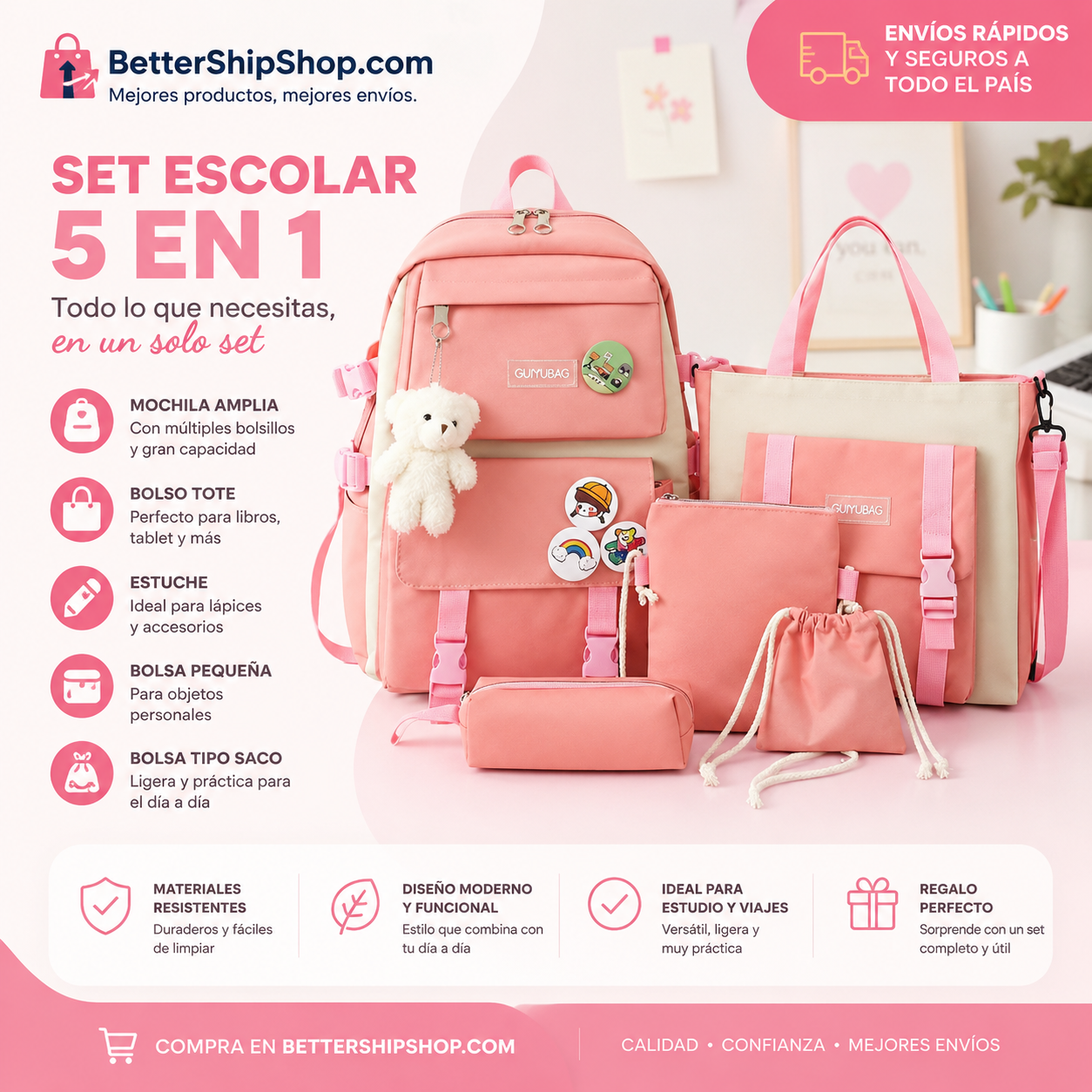 Mochila pack 5 en 1 - SET Mochila