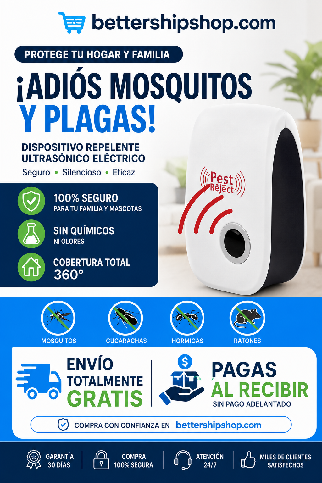 Hogar Libre de Plagas - Repelente Ultrasónico Inteligente