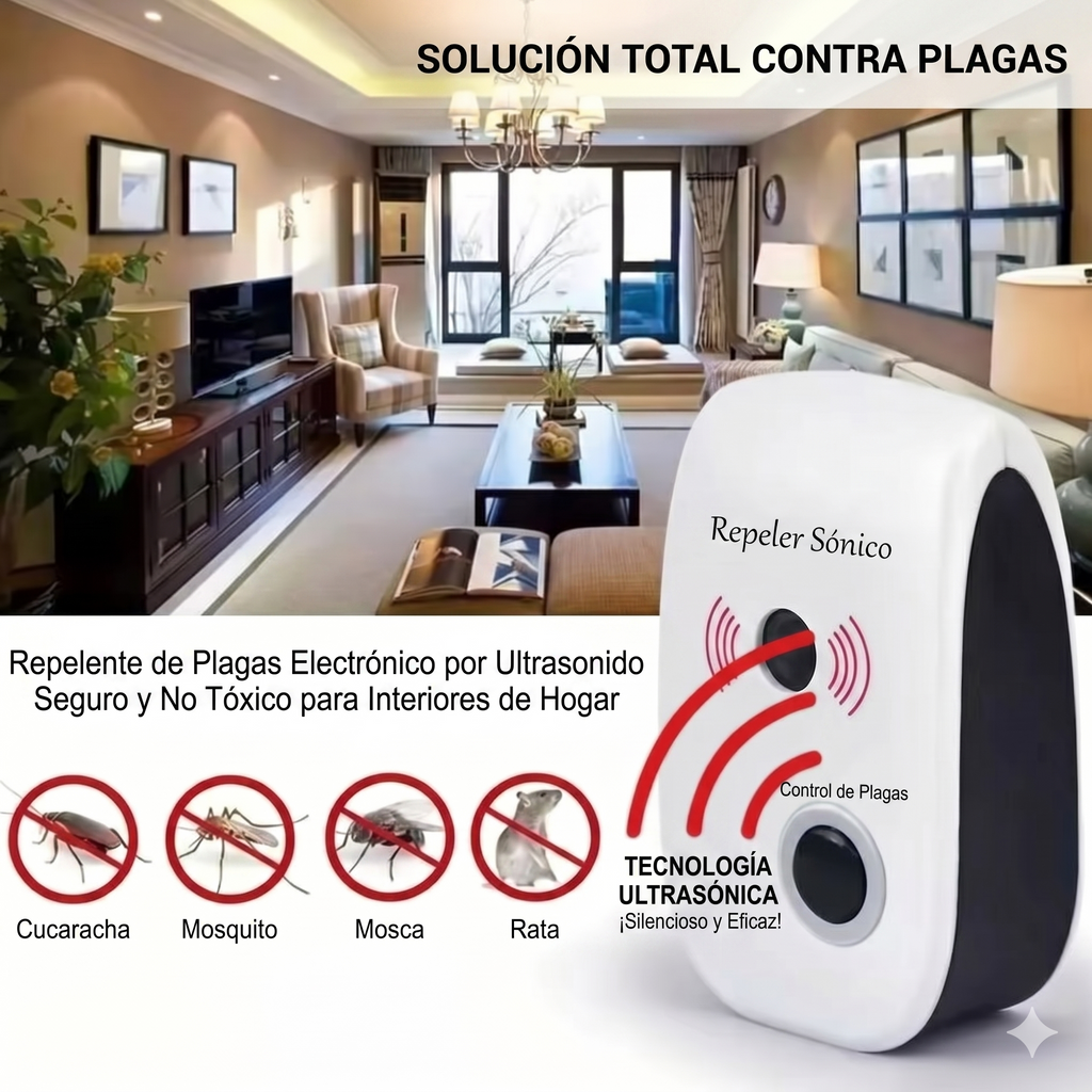 Hogar Libre de Plagas - Repelente Ultrasónico Inteligente