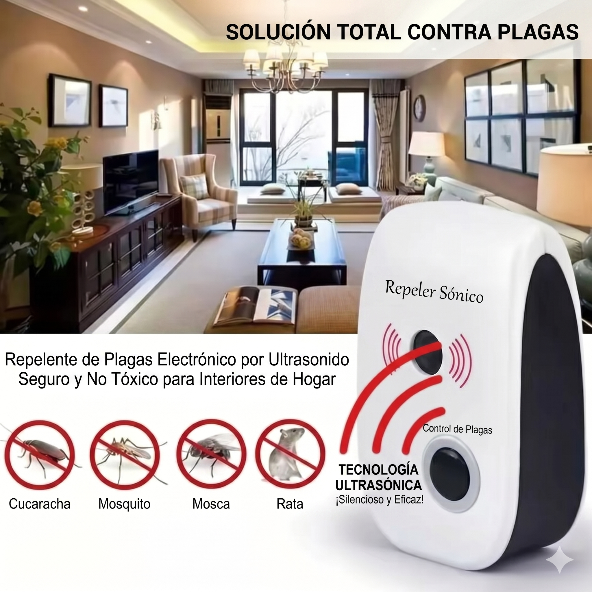Hogar Libre de Plagas - Repelente Ultrasónico Inteligente